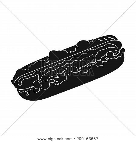 Hot dog, single icon in black style.Hot dog vector symbol stock illustration .