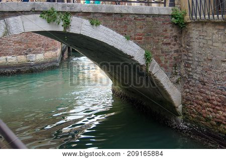 Bridge over the canal of Venice Italy.