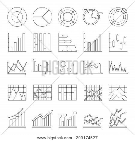 Chart Diagram Icon Set, Outline Style