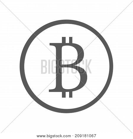 Bitcoin sign icon vector simple isolated on white background. Crypto currency symbol and coin image for using in web projects or mobile applications. Blockchain based secure cryptocurrency
