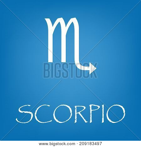 Scorpio zodiac sign icon. Vector simple illustration of Scorpio zodiac sign icon on blue background for any web design