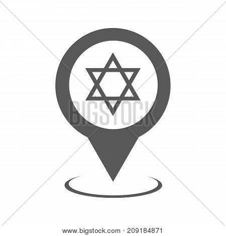 Synagogue map pointer icon. Simple illustration of synagogue map pointer vector icon black isolated on white background