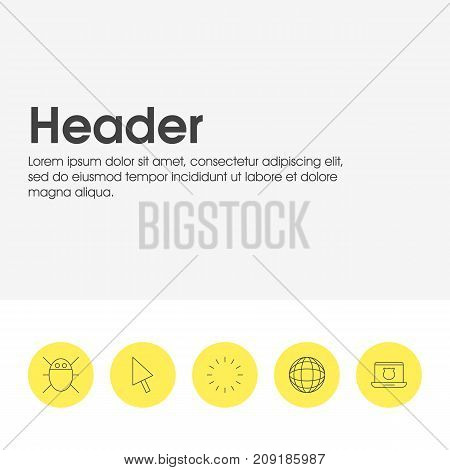 Editable Pack Of Waiting, Computer Virus, Secure Laptop And Other Elements.  Vector Illustration Of 5 Network Icons.