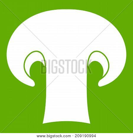 Champignon mushroom icon white isolated on green background. Vector illustration