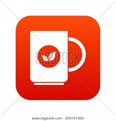 Cup of tea icon digital red for any design isolated on white vector illustration