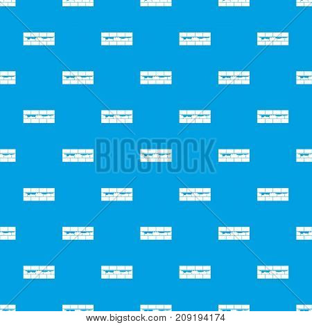 Brick wall pattern repeat seamless in blue color for any design. Vector geometric illustration