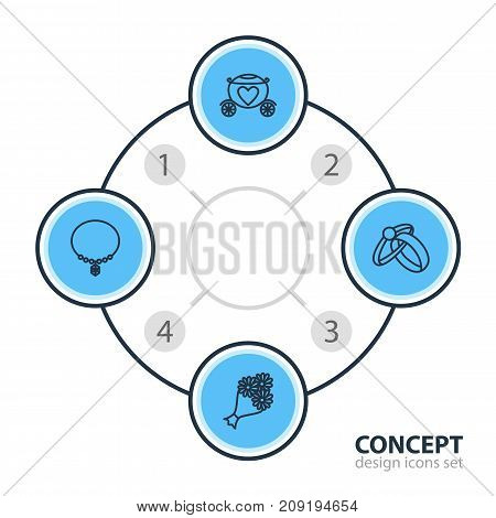 Editable Pack Of Engagement, Chariot, Jewelry And Other Elements.  Vector Illustration Of 4 Engagement Icons.