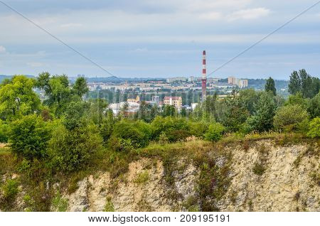 Chrzanow City in Poland. View from the quarry of Balaton in Trzebinia on Chrzanow.