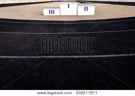 athletics podium on panathenaic stadium, athens, greece