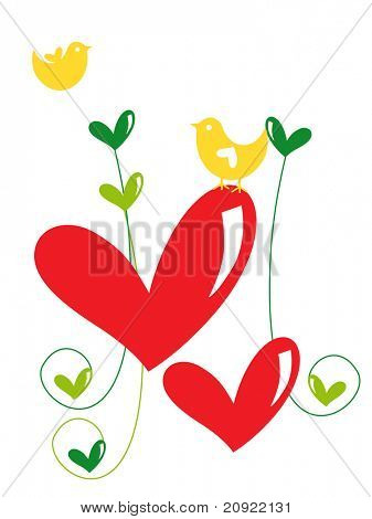 Punainen sydän keltainen lintu kuva