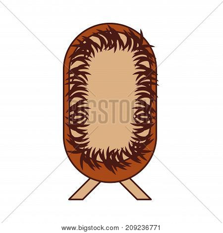 straw cradle manger christianity element icon vector illustration