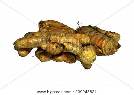 turmeric on white background Condiment to the curry