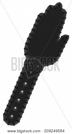 Black paddle shape of human hand palm. Leather BDSM attribute accessory. Isolated on white vector illustration