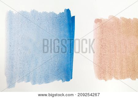 brown and blue watercolor painting texture on white background