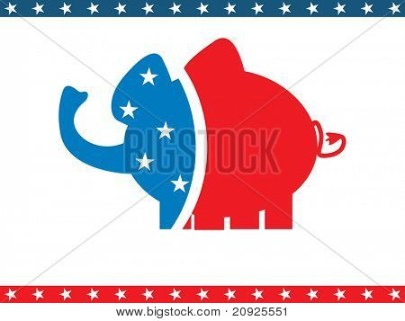アメリカの背景で孤立した象図