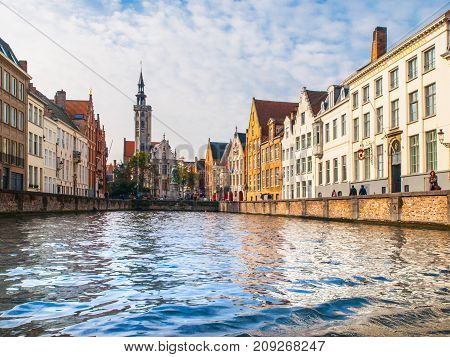 Poortersloge, aka Burghers Lodge, at Spiegelrei canal in Bruges, Belgium