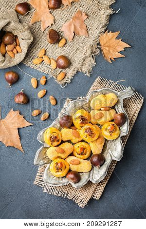 Traditional Spanish Treats For Catalonian Castanyada Holiday, Almond Pastry Panellets