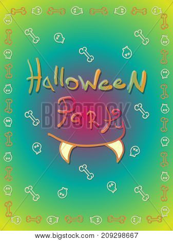 Halloween party flyer invitation card with coloreful background. Vecyor illustration
