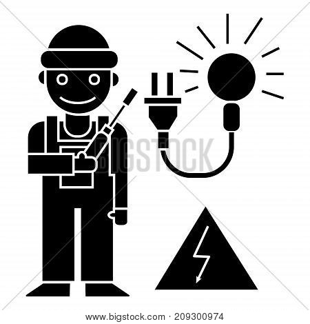 electrican icon, illustration, vector sign on isolated background