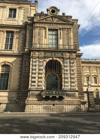 Paris France, 23 september 2017: Exterior of royal palace Palais du Louvre in Paris France