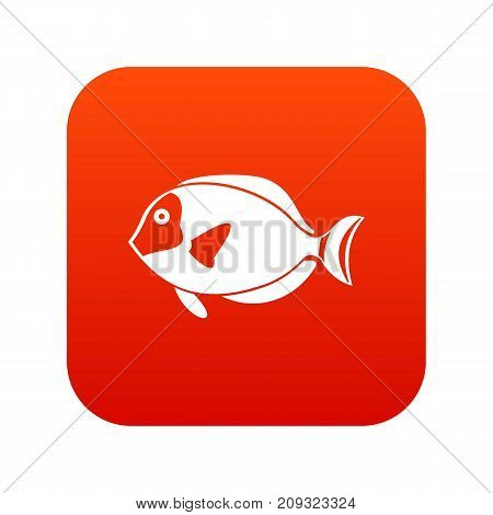 Surgeon fish icon digital red for any design isolated on white vector illustration