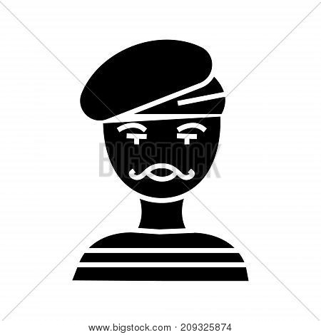 french man - artist - mime icon, illustration, vector sign on isolated background