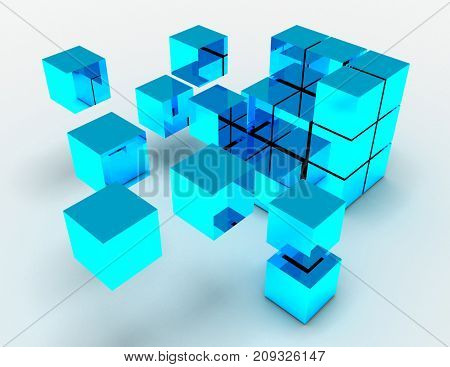 Abstract Cubes Concept. 3D Rendered Illustration