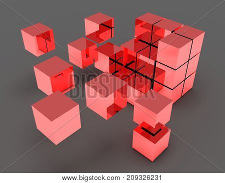 abstract cubes concept . 3d rendered illustration
