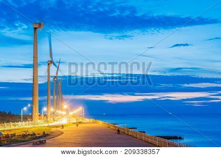 Gaomei Wetlands scenery night view in Taiwan