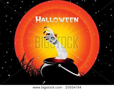 illustrazione di con la mano che regge il cranio