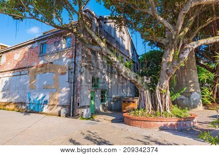 TAIPEI TAIWAN - JULY 15: This is the old style architecture of Huashan 1914 creative park a popular park dedicated to art and design exhibitions on July 15 2017 in Taipei