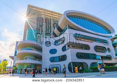 TAIPEI TAIWAN - JULY 15: This is Syntrend shopping mall. It is a newly built mall which is dedicated to selling consumer electronics on July 15 2017 in Taipei
