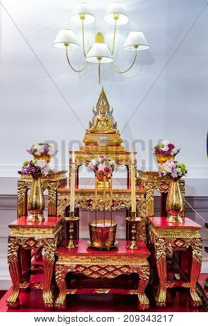 set of altar table for ritual in Thailand
