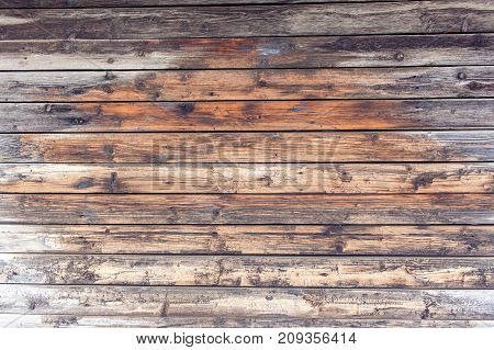 Shot of threadbare wood wall made with horizontal boards
