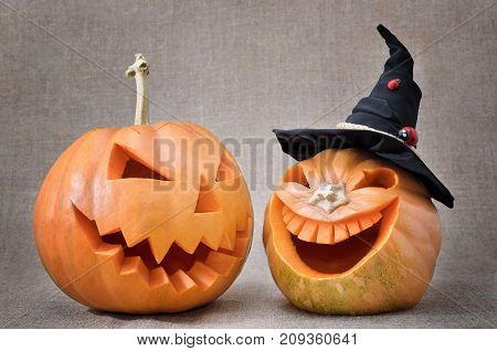 Jack's Head Of A Lantern Carved From Pumpkin For Halloween