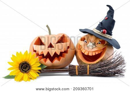Jack's Head Of A Lantern Carved From Pumpkin For Halloween
