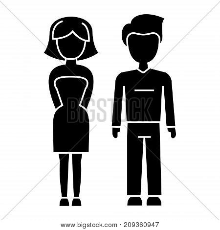 young couple mand and woman icon, illustration, vector sign on isolated background