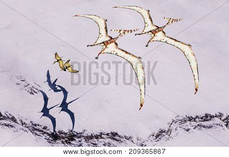 pterodactyl in flight 3d rendering