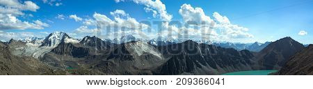 Panorama Of The Mountain Lake Tien Shan