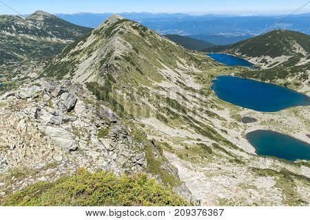 Amazing Landscape of Kremenski lakes from Dzhano peak, Pirin Mountain, Bulgaria