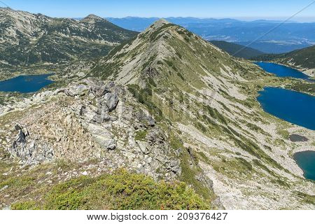 Amazing Landscape of Kremenski and popovo lakes from Dzhano peak, Pirin Mountain, Bulgaria