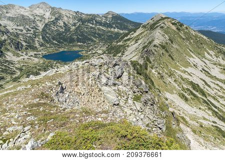 Amazing Landscape of Popovo lake, Dzhangal and Polezhan peaks from Dzhano peak, Pirin Mountain, Bulgaria