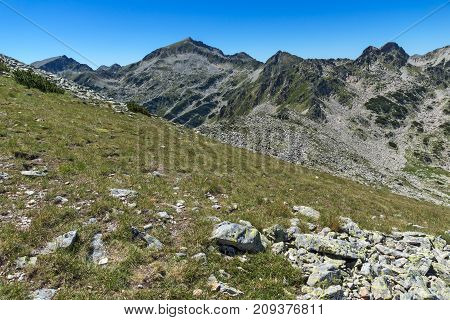 Amazing Landscape of Kamenitsa peak from Dzhano peak, Pirin Mountain, Bulgaria