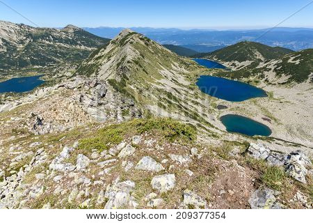Amazing Landscape of Kremenski and popovo lakes from Dzhano peak, Pirin Mountain, Bulgaria