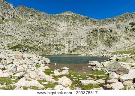 Amazing Landscape of Argirovo lake near Dzhano peak, Pirin Mountain, Bulgaria