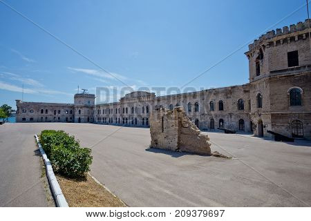 Courtyard of old coastal Michael's fortress in Sevastopol, Crimea