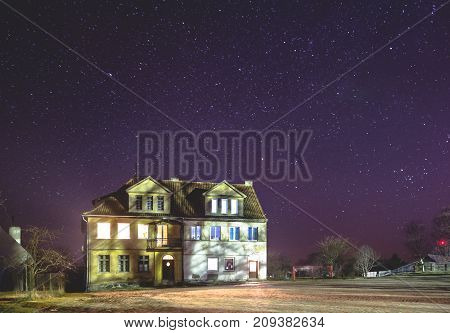 Old German House Under The Starry Sky