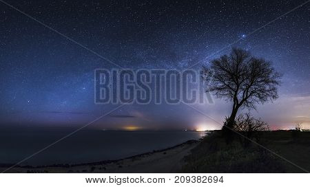 Night Landscape And The Stary Sky Russia