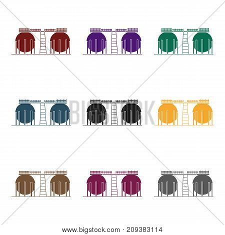 Oil refinery tank icon in black style isolated on white background. Oil industry symbol vector illustration.