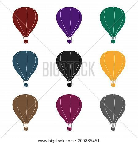 Airballoon icon in black design isolated on white background. Rest and travel symbol stock vector illustration.
